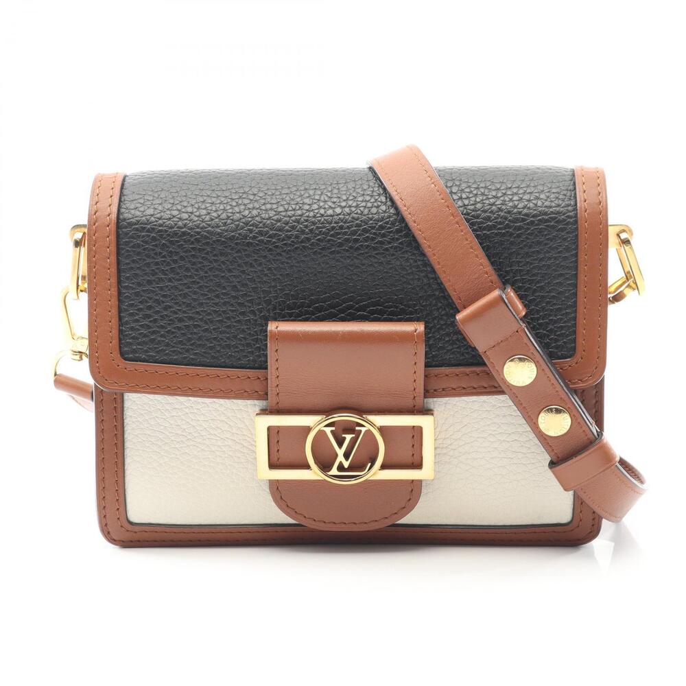 Louis Vuitton Dauphine Shoulder Bag Taurillon Leather Black White Brown